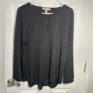 MICHAEL Michael Kors black keyhole neck bell-sleeve blouse Size Large